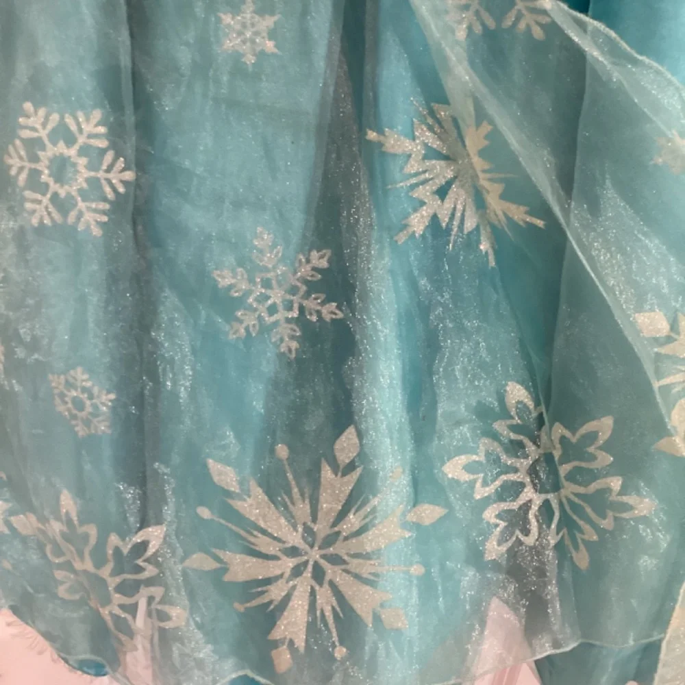 Disney Girl Frozen Costume Size 7 Blue White Sparkle Princess Elsa Snowflakes - Picture 5 of 6